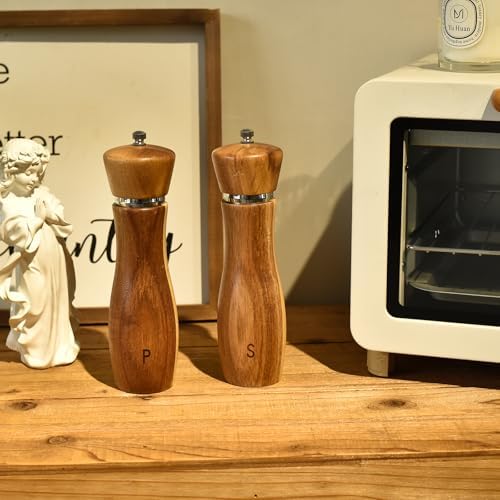 SwallowLiving Acacia Wood Salt Pepper Mill Set