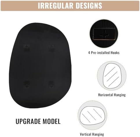 XRAMFY 30x22 Black Irregular Metal Bathroom Mirror