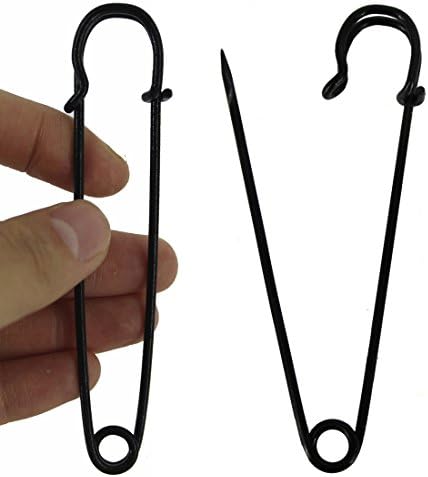 10pcs Black Safety Pins 4 Inch Heavy Duty Stainless Steel