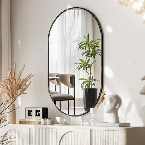 VooBang Black Oval Wall Mirror 22x38 Inch