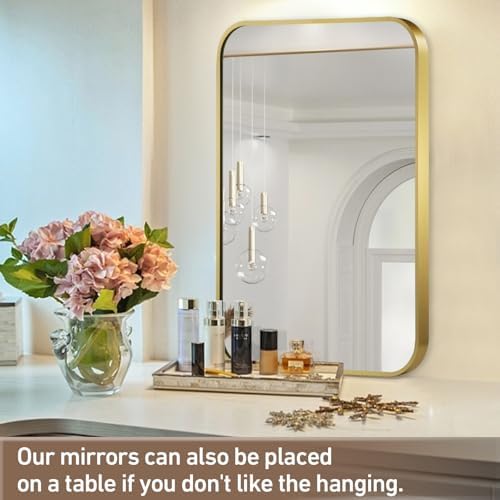 FARMER 22x30 Inch Matte Gold Bathroom Mirror