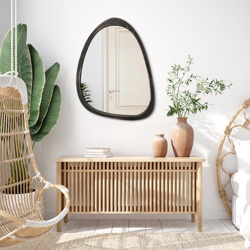 Lzuso 20x16 Green Wooden Irregular Oval Mirror