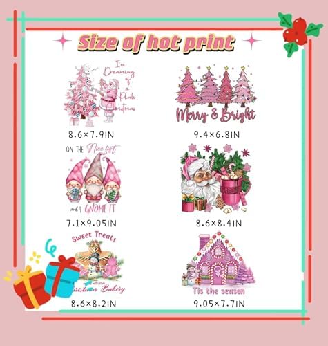 GRITOSE 6 Sheets Christmas Iron-on Transfers for T-Shirts