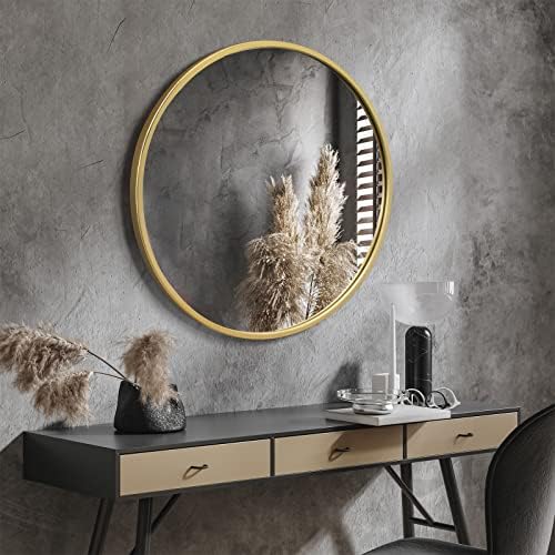 EMAISON 30 Inch Round Gold Mirror Wall Mount