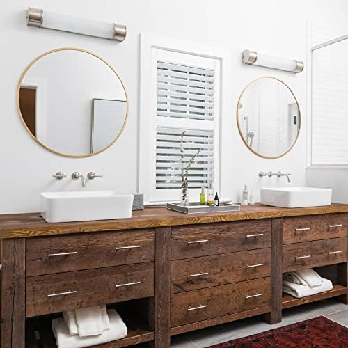 Gold Round Mirror 24 Inches Matte Metal Frame Wall Decor