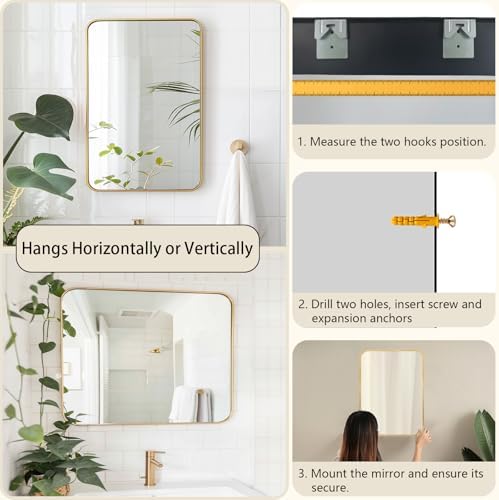 Sunniry Gold Bathroom Mirror 22x30 Inch