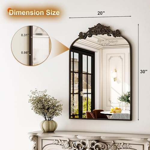 XRAMFY 30x20 Inch Arched Vintage Black Mirror