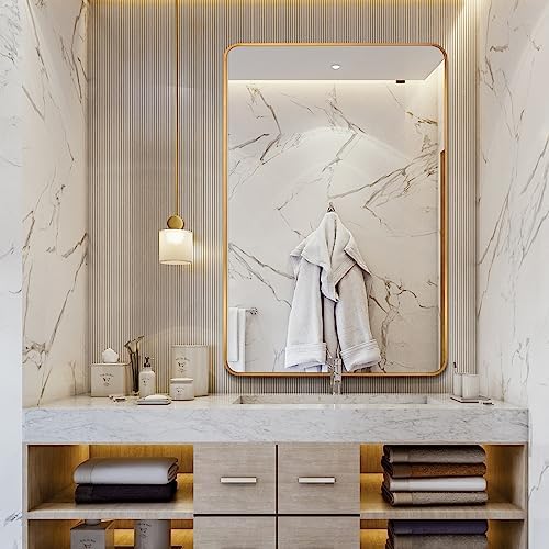 DABLUE 30x40 Inch Gold Framed Bathroom Mirror