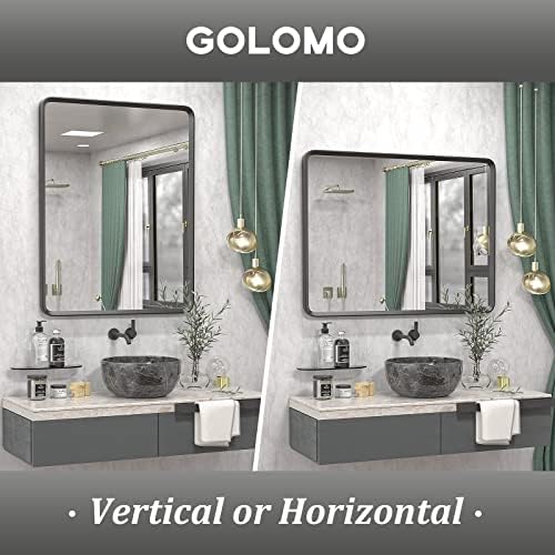 GOLOMO 20x30 Inch Matte Black Framed Mirror for Bathroom