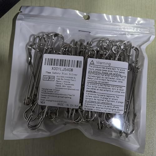 Urmspst 30pcs Large Safety Pins Silver Heavy Duty