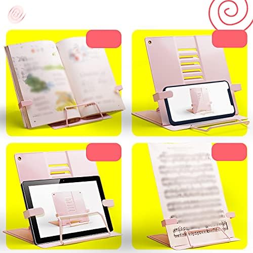 Adjustable Metal Book Stand with Handles for Desk and Kitchen Blue