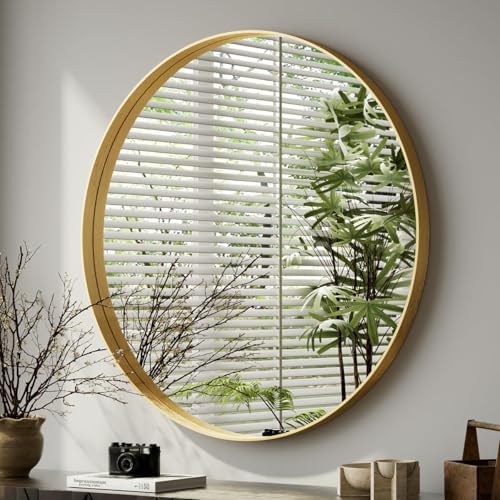 VooBang 32 Inch Round Gold Mirror for Bathroom