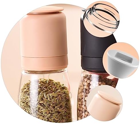COLLBATH 150ml Glass Pepper Salt Set with Manual Grinder and Storage Bottle