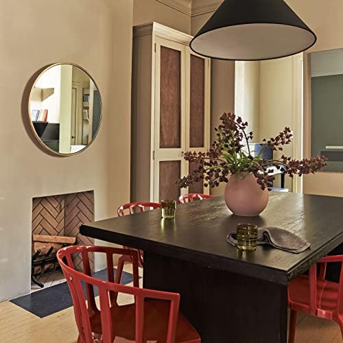 Gold Round Mirror 24 Inches Matte Metal Frame Wall Decor