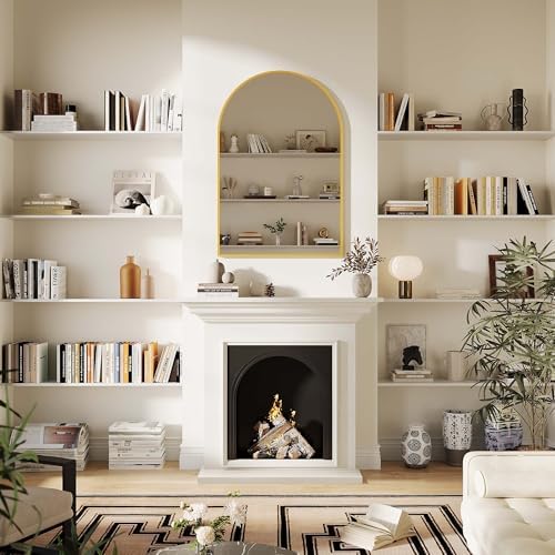 GAOMON Arched Wall Mirror 20x30 Inch Gold Frame