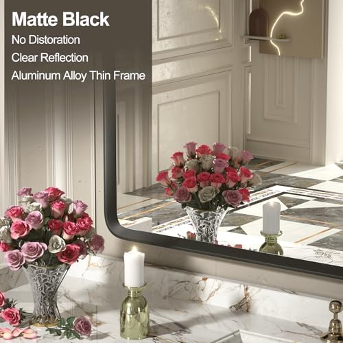 GOLOMO 20x30 Inch Matte Black Framed Mirror for Bathroom