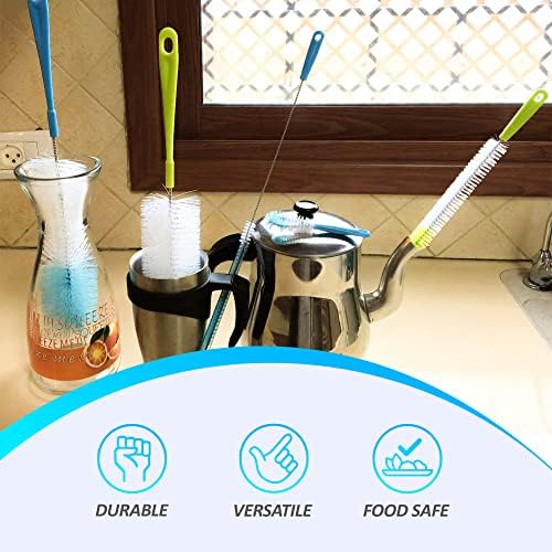 Andalus Brands 5-Piece Long Bottle Brush Set for Bottles Straws Lids