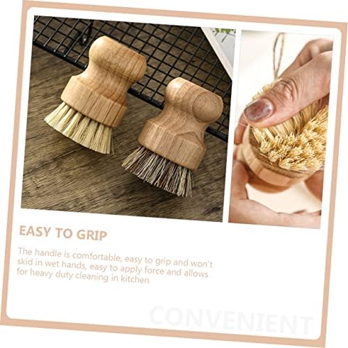 Yardenfun 2pcs Bamboo Handle Dish Scrubber