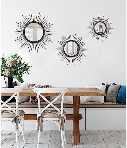Boho Round Wall Mirror with Metal Frame 20 Black