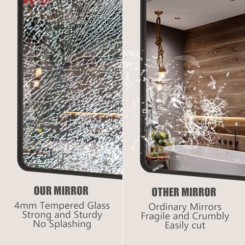 CHARMOR 20x30 Inch Black Metal Framed Wall Mirror