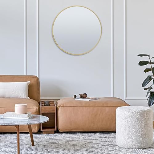 20 Inch Round Wall Mirror with Metal Frame and Shatterproof Film