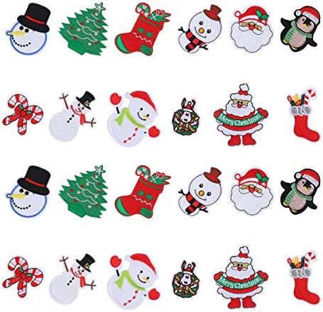 Garosa 24Pcs Christmas Embroidery Patches DIY Decor