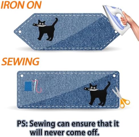 Wikineon Iron On Patch - Cat with Knife Applique