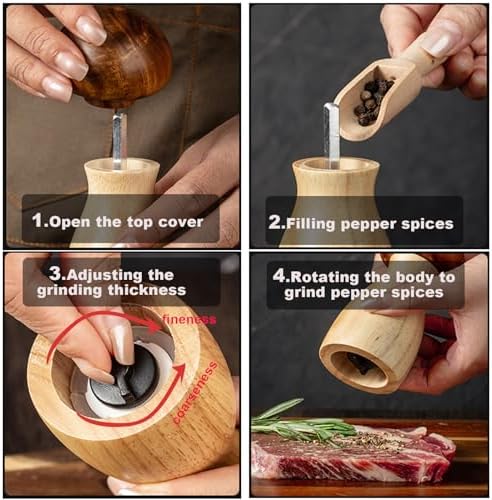 AUDAMI Wooden Salt Pepper Grinder Set 2 Pack