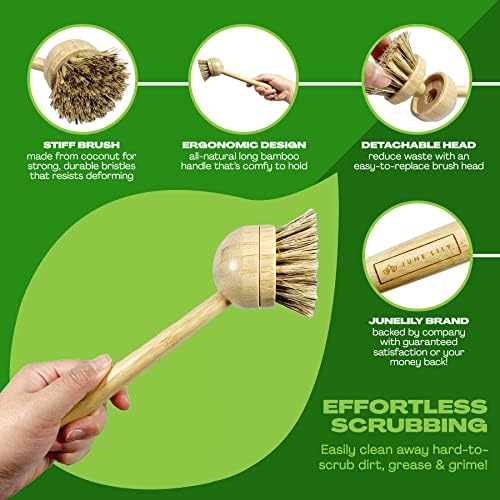 June Lily Long Coconut Dish Brush - Vegan Compostable