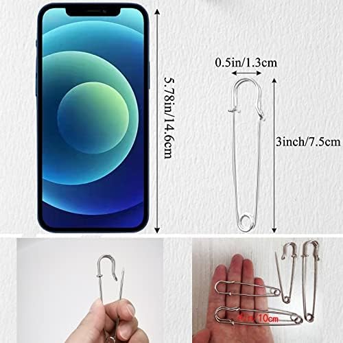 Urmspst 30pcs Large Safety Pins Silver Heavy Duty
