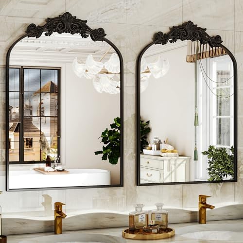 XRAMFY 30x20 Inch Arched Vintage Black Mirror