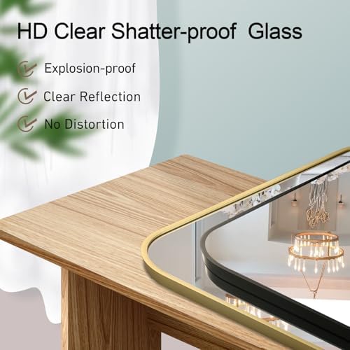 FARMER 20x30 Inch Gold Bathroom Mirror with Rounded Corners