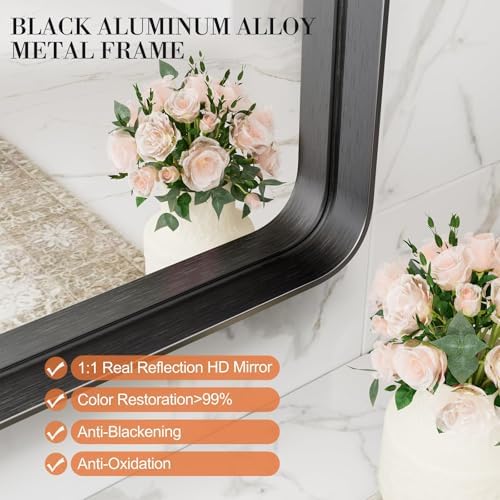 Wall-Mounted Bathroom Vanity Mirror 40x30 Matte Black