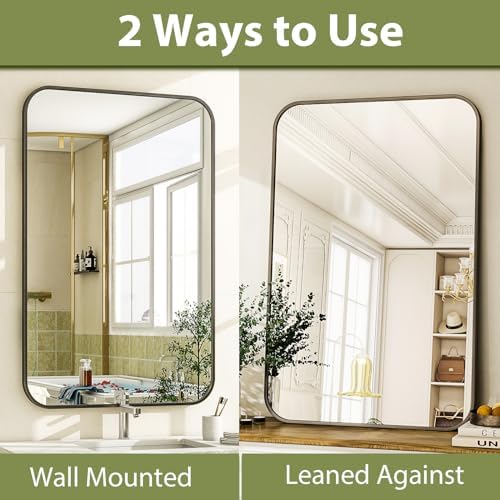 Easly 30 x 40 Inch Black Frame Bathroom Mirror