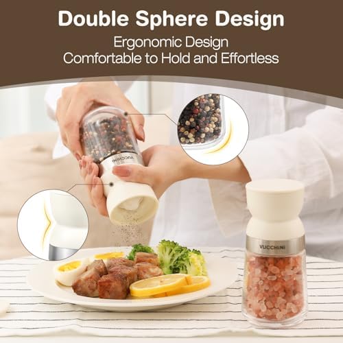VUCCHINI Adjustable Pepper and Salt Grinder Set