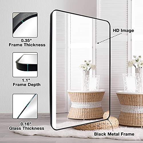SILD Black Rectangle Wall Mirror 30x40 Inch