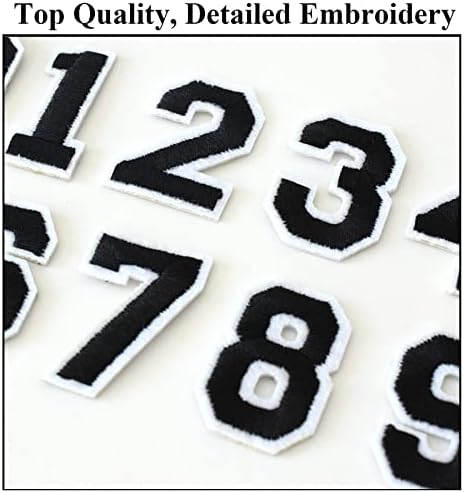 40 Pieces Black Embroidered Number Patches for DIY Clothes Accessories