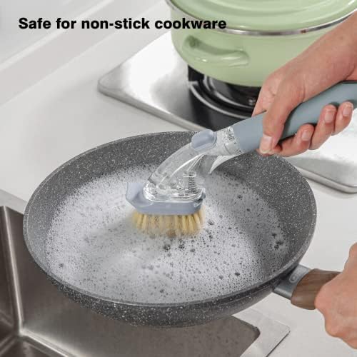 DAPOWER Dish Brush with Handle and Soap Dispenser 1