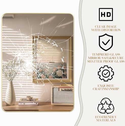 Fun Memories Gold Bathroom Mirror 20x30 Inch