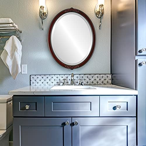 OVALCREST Oval Beveled Wall Mirror - Vintage Cherry 14x18