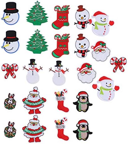 Garosa 24Pcs Christmas Embroidery Patches DIY Decor