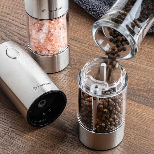 Premium Rechargeable Salt and Pepper Grinder Set - 6 Coarseness Levels
