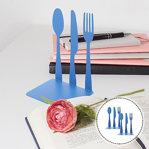 Cabilock 2pcs Metal Cookbook Bookends with Non-Slip Pads