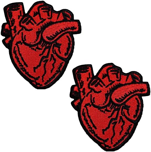 MUNAN Embroidered Heart Patch 2PC DIY Applique Emblem