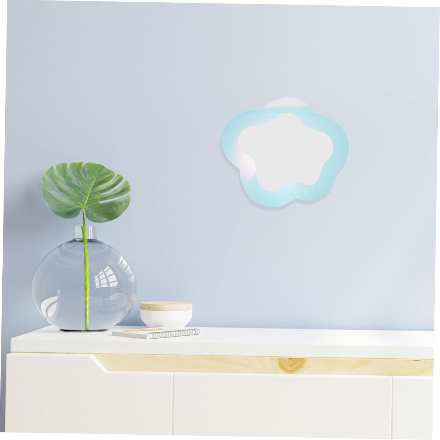 Unomor Cloud Shaped Wall Mirror with Colorful Waves