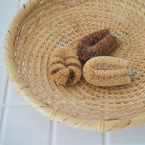 Natural Palm Mini Tawashi Brush - White - Premium Coconut Fiber
