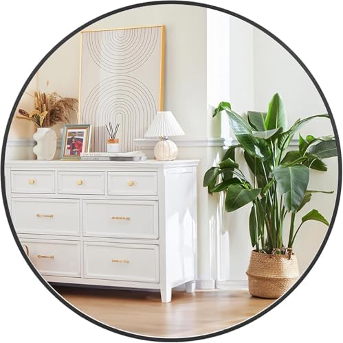 18 Inch Round Mirror with Metal Frame for Wall Decor