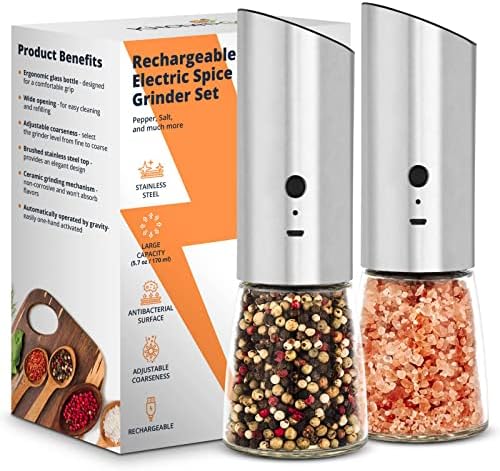 Kitchen-GO Rechargeable Salt Pepper Grinder Set