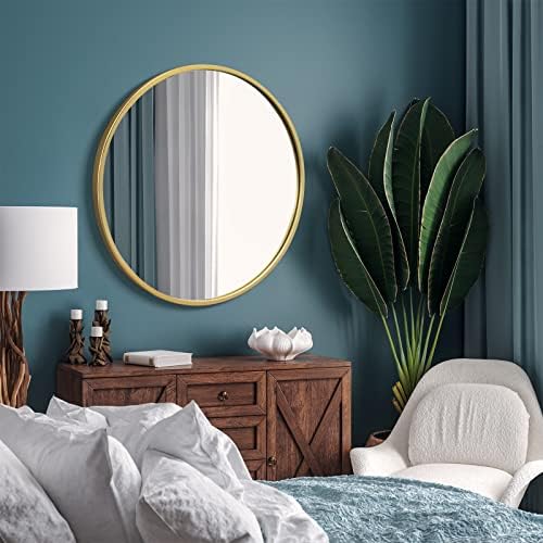 EMAISON 30 Inch Round Gold Mirror Wall Mount