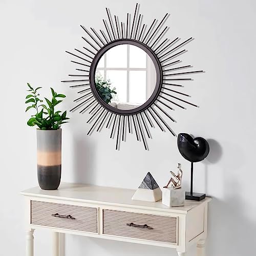 Boho Round Wall Mirror with Metal Frame 20 Black